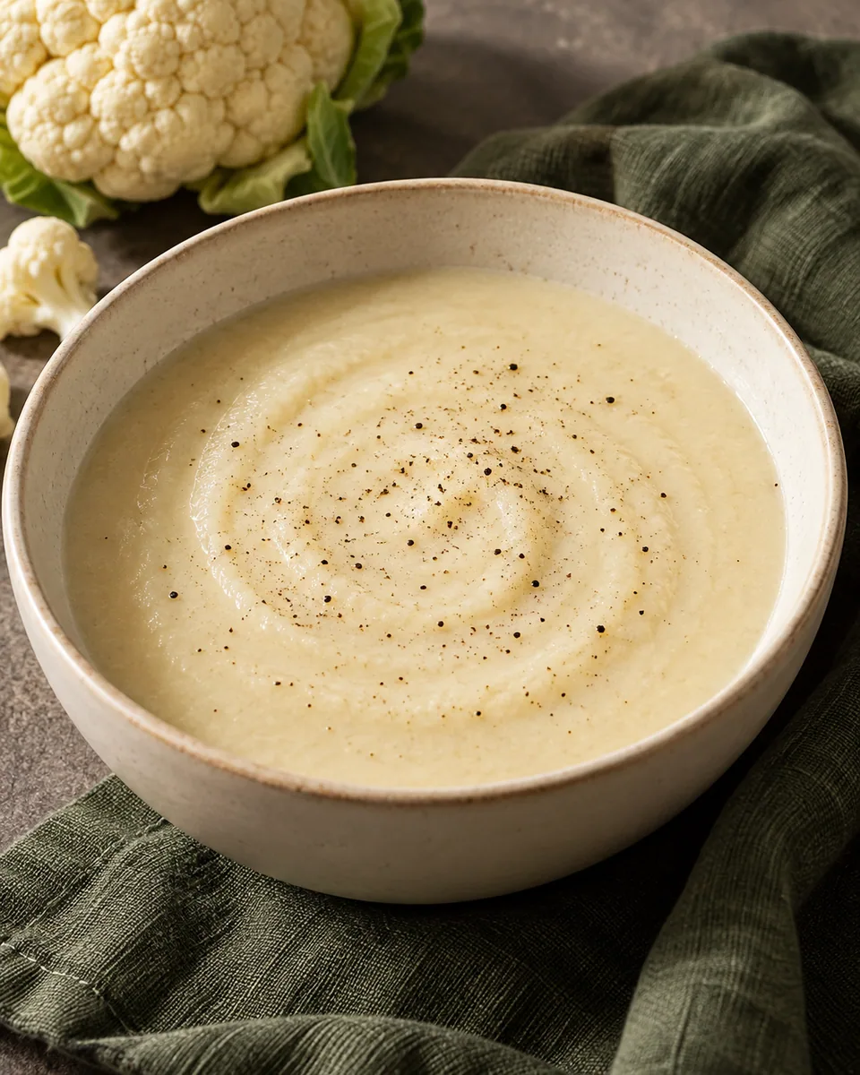 Cremige weiße Blumenkohlsuppe ohne zusätzliche Garnitur