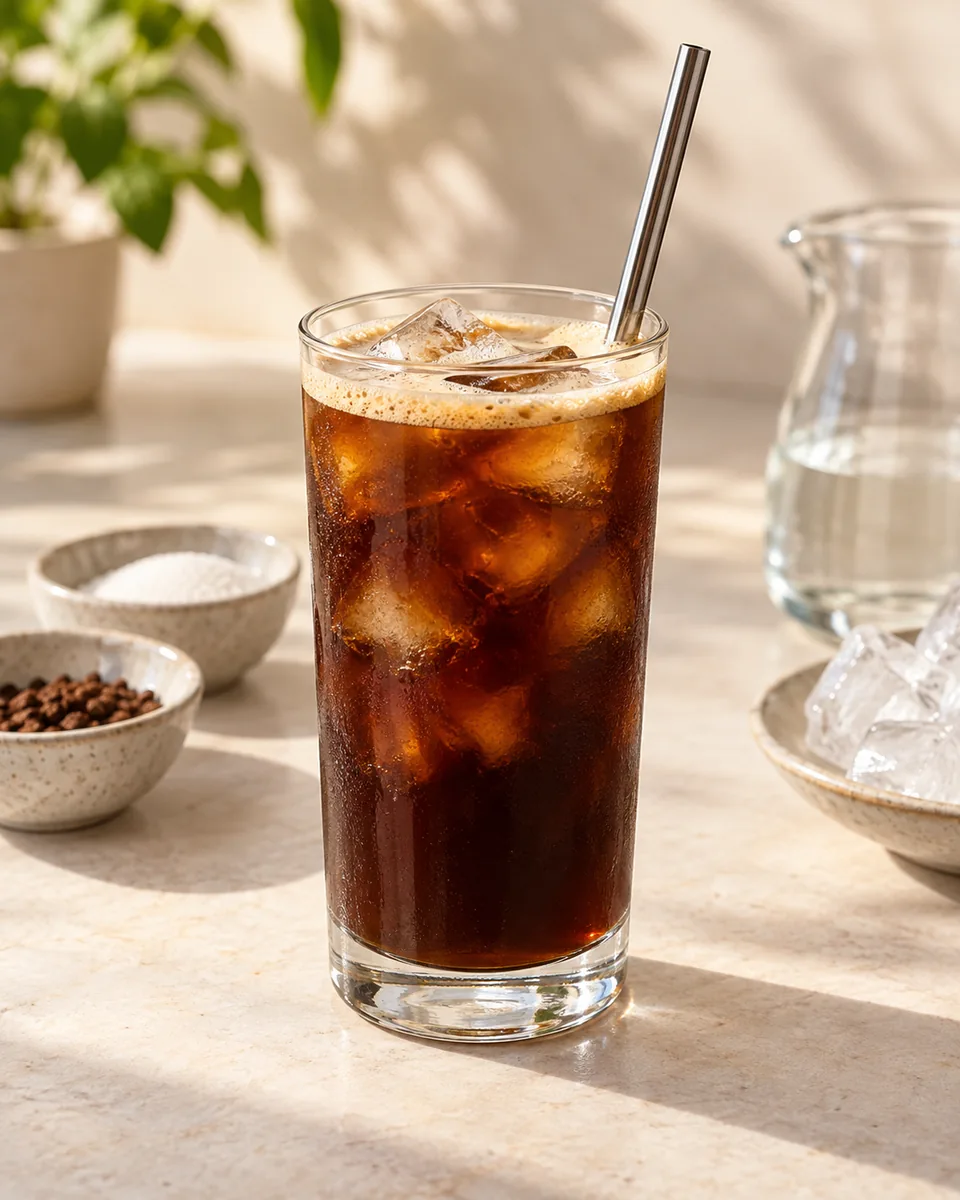 Griechischer Frappé mit Instantkaffee frisch angerichtet nach dem Rezept