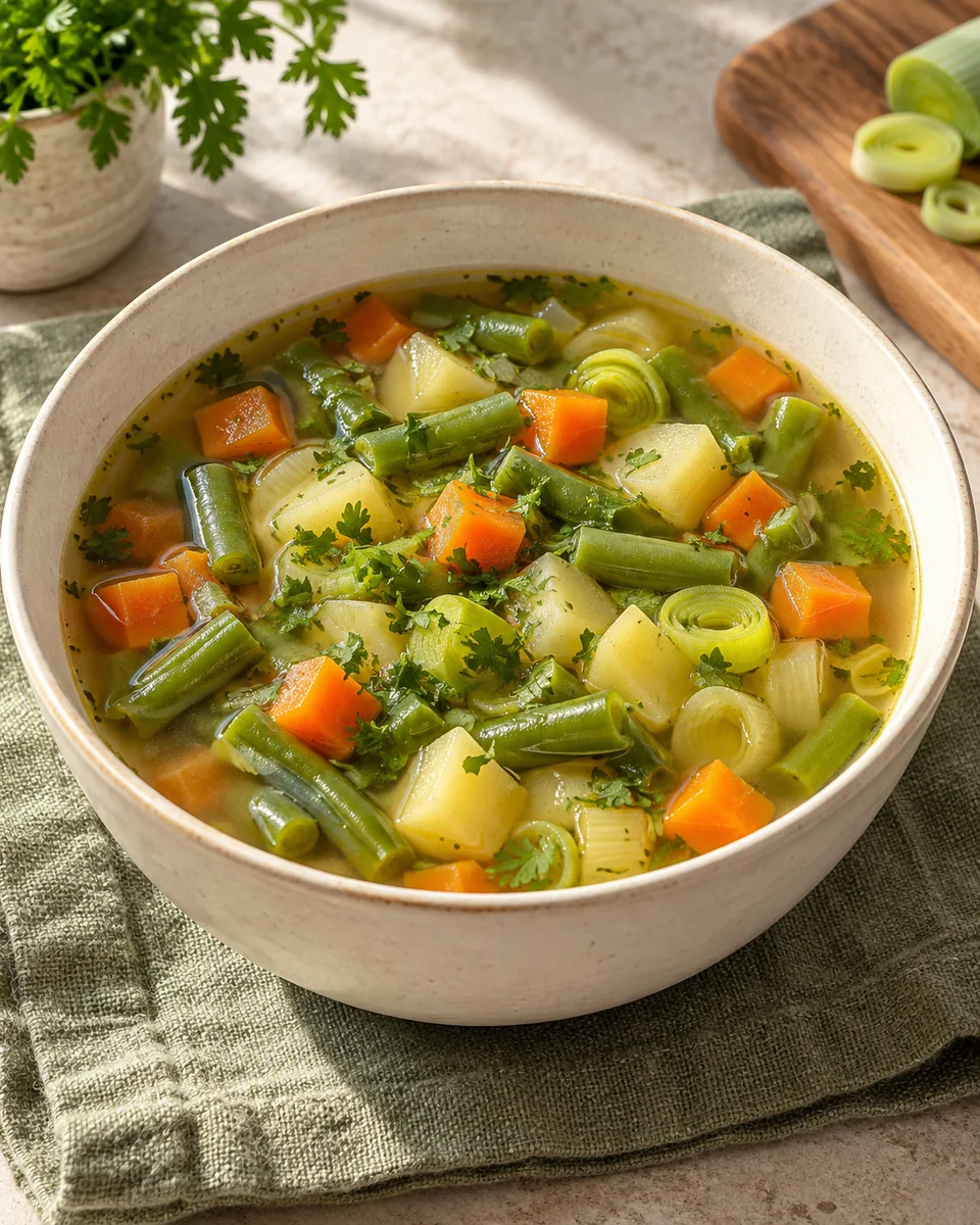 Grüner Bohneneintopf mit Kartoffeln – KI-generierte Rezeptillustration