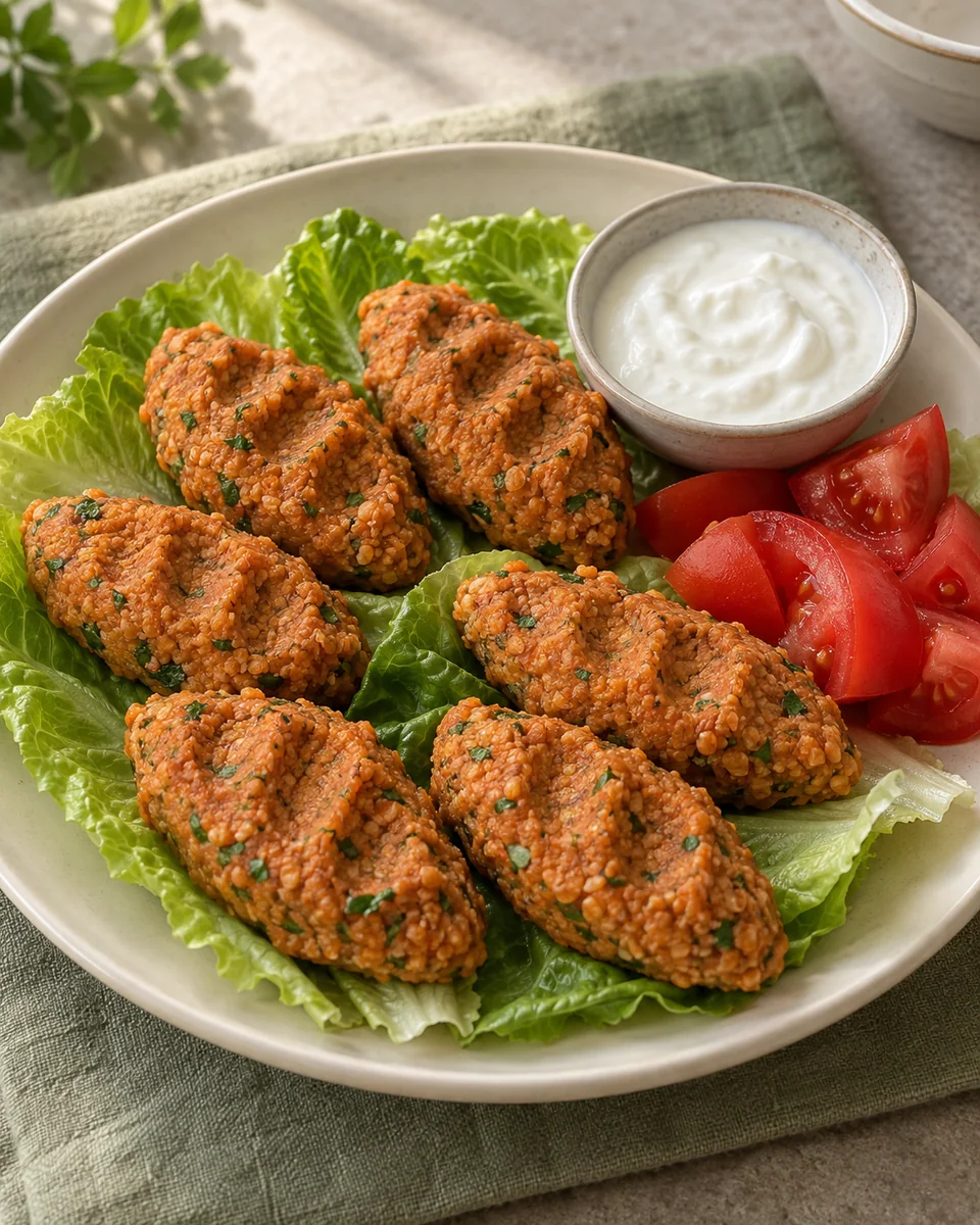 Mercimek Köftesi mit Salat und Joghurt – KI-generierte Rezeptillustration