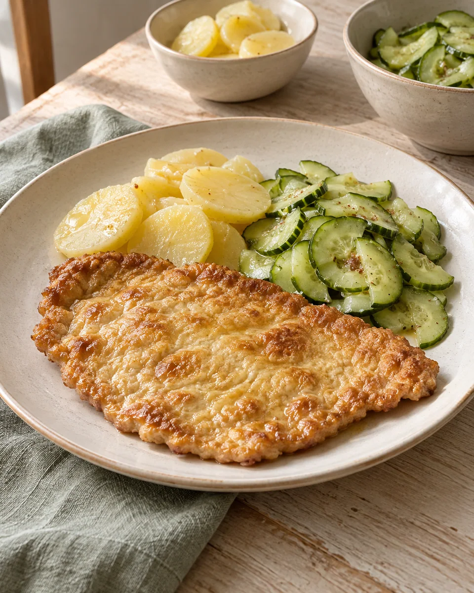 Pariser Schnitzel mit Kartoffel-Gurkensalat – KI-generierte Rezeptillustration