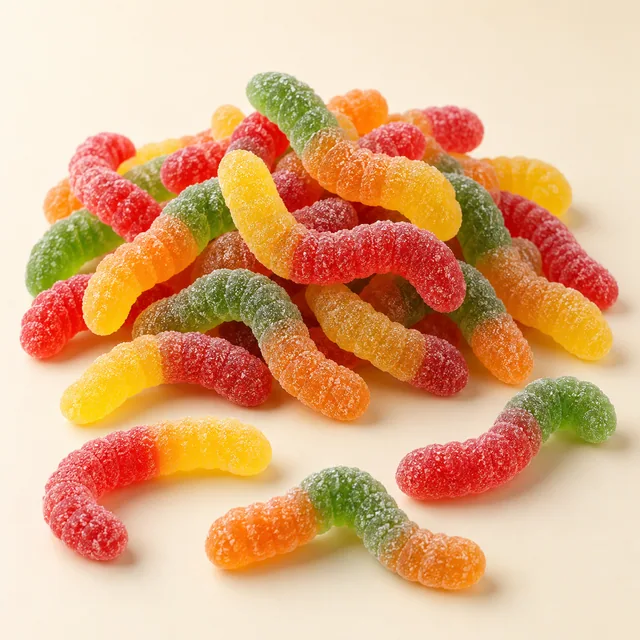 Eigene Illustration: Bunte saure Fruchtgummi-Würmer