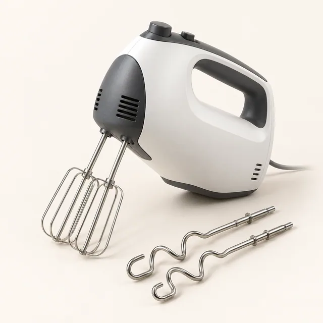 Eigene Illustration: Handmixer mit zwei Rührbesen und Knethaken