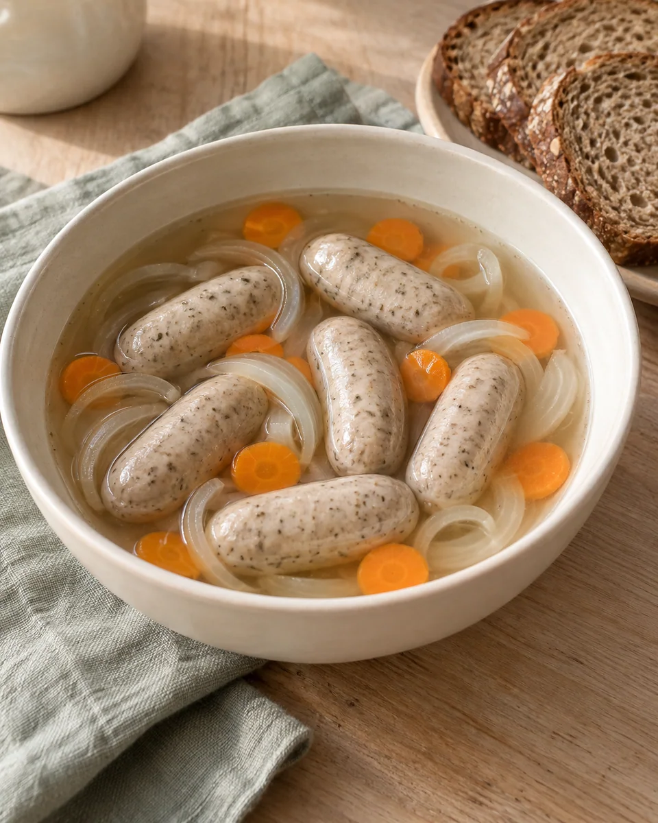Saure Zipfel mit Brot – KI-generierte Rezeptillustration