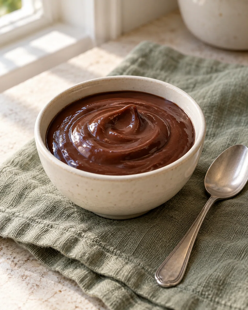 Schokoladenpudding mit echter Schokolade – KI-generierte Rezeptillustration