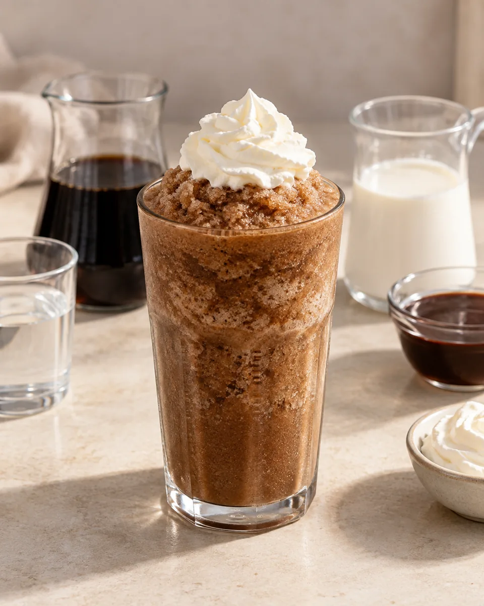 Mocha Frappé als feinkristalliner Frozen Drink im Glas