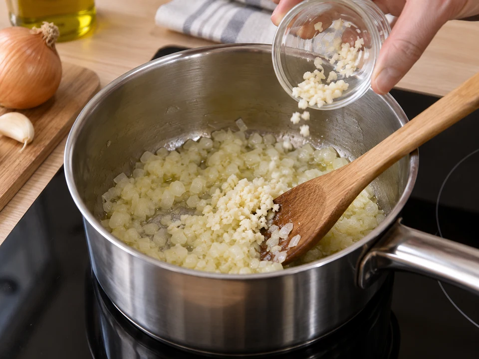 Zwiebel und Knoblauch sanft dünsten