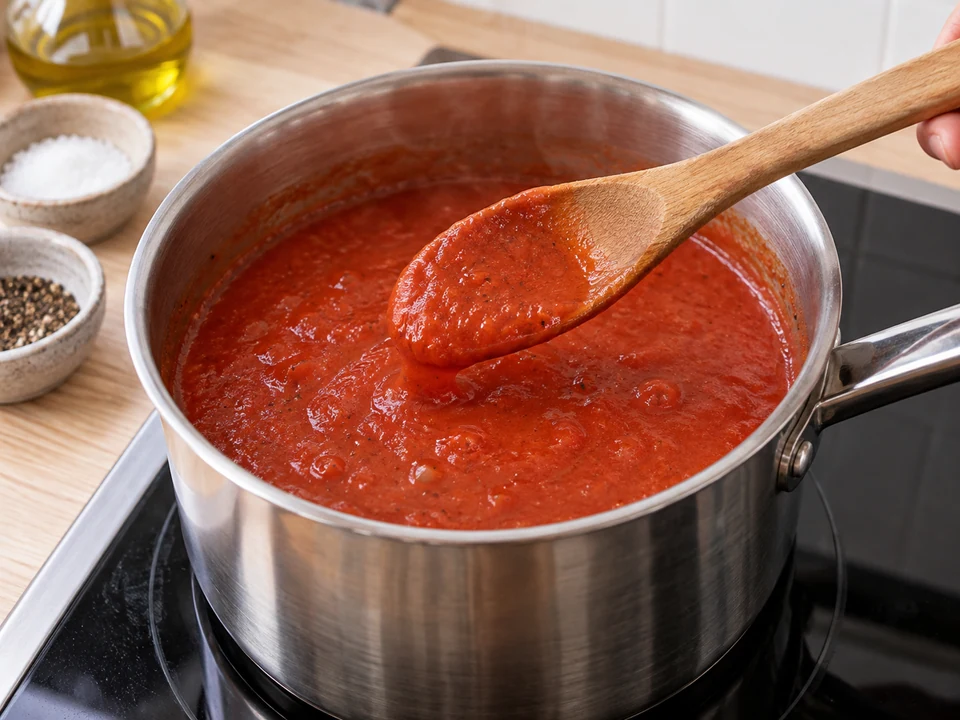 Tomatensauce sämig einkochen lassen