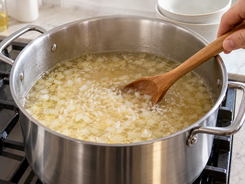Zwiebel und Reis ansetzen