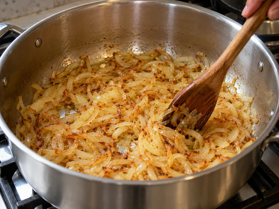 Zwiebeln als Masala-Basis braten