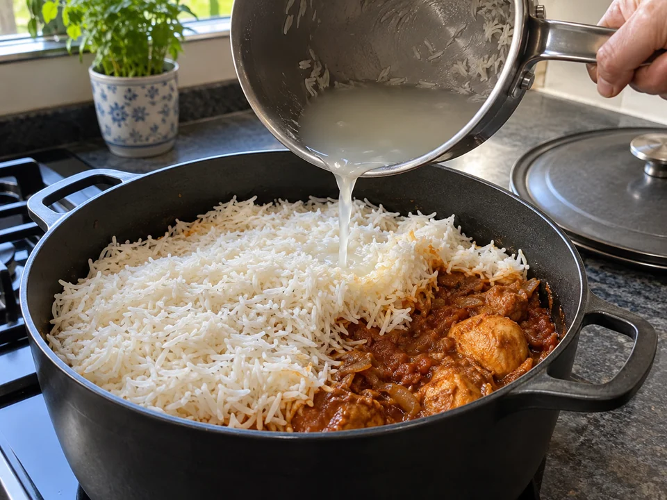Reis und Masala schichten