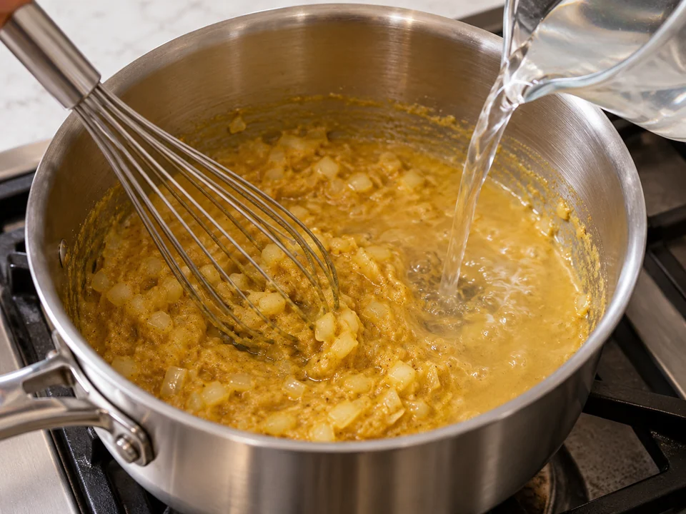 Curry-Mehlschwitze anrühren