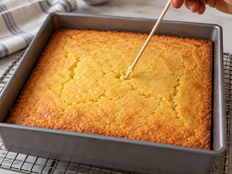 Goldgelb backen und Garprobe machen