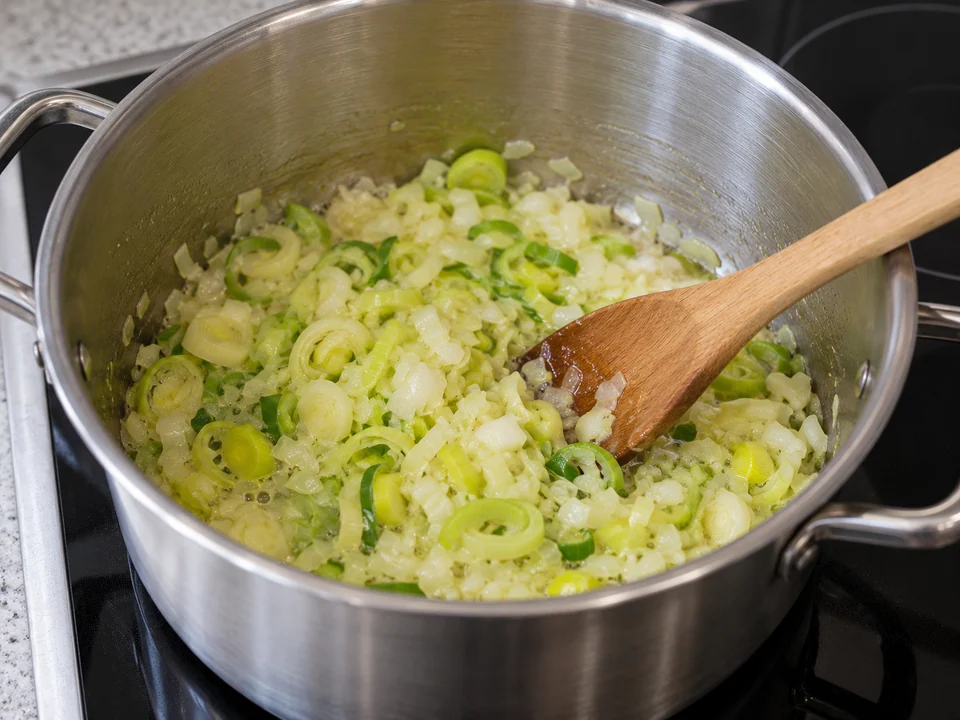 Zwiebel und Lauch weich dünsten
