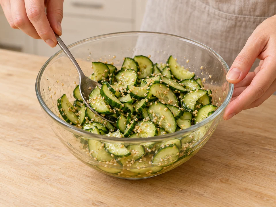 Gurkensalat ohne Auspressen mischen