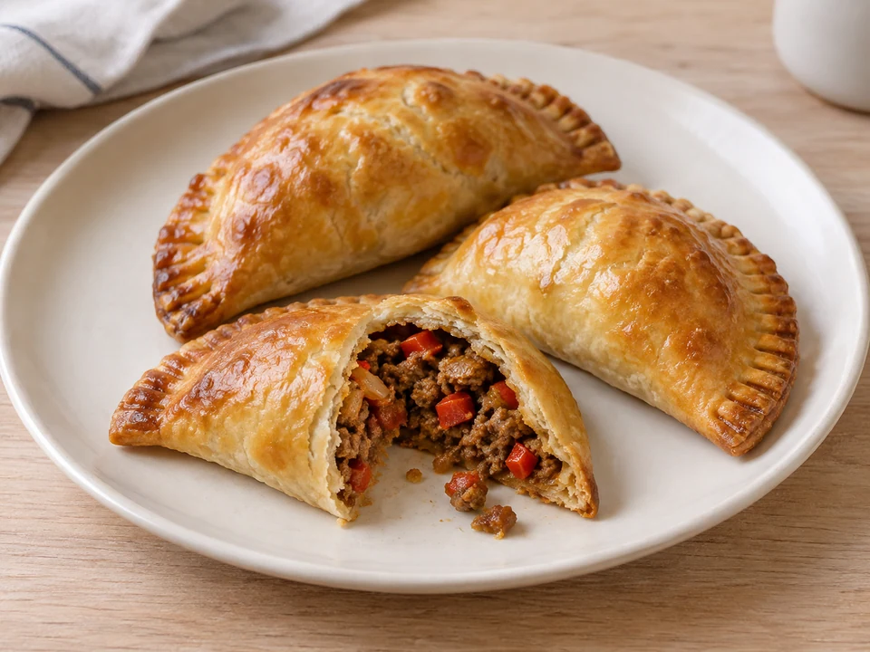 Drei Empanadas als eine Mahlzeitportion servieren.
