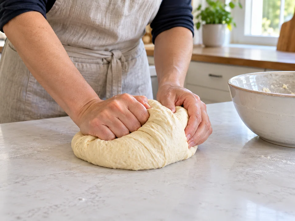 Hefeteig gründlich kneten