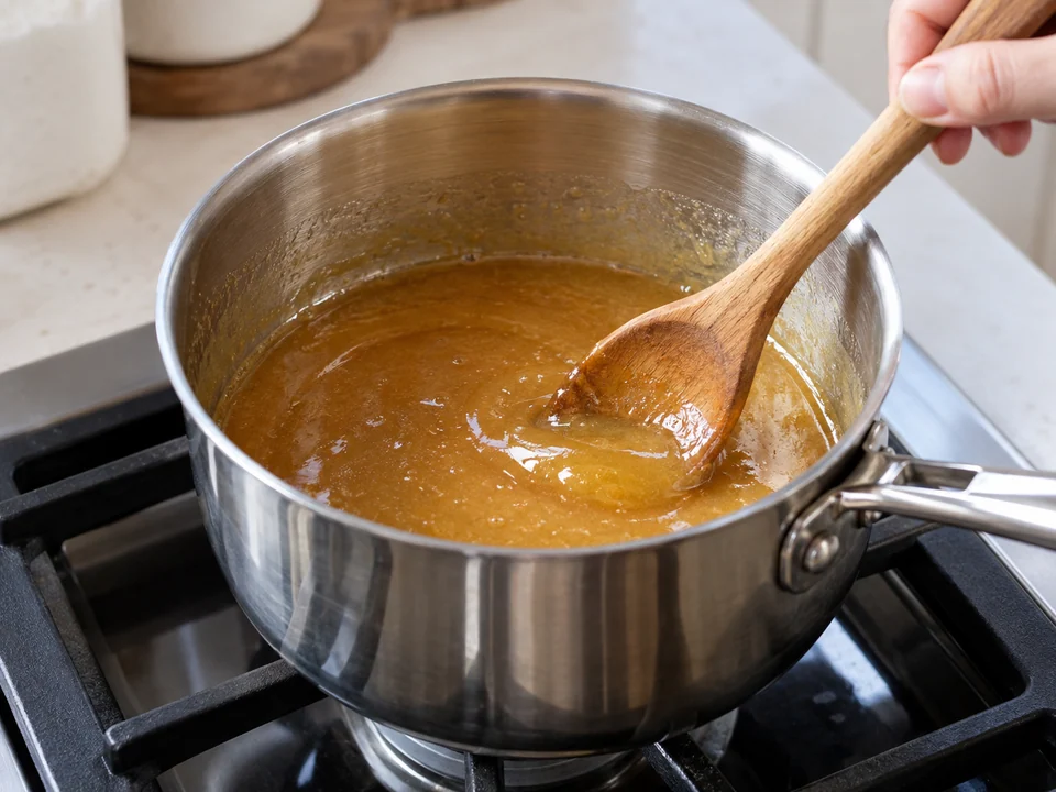 Butter, Zucker und Honig schmelzen