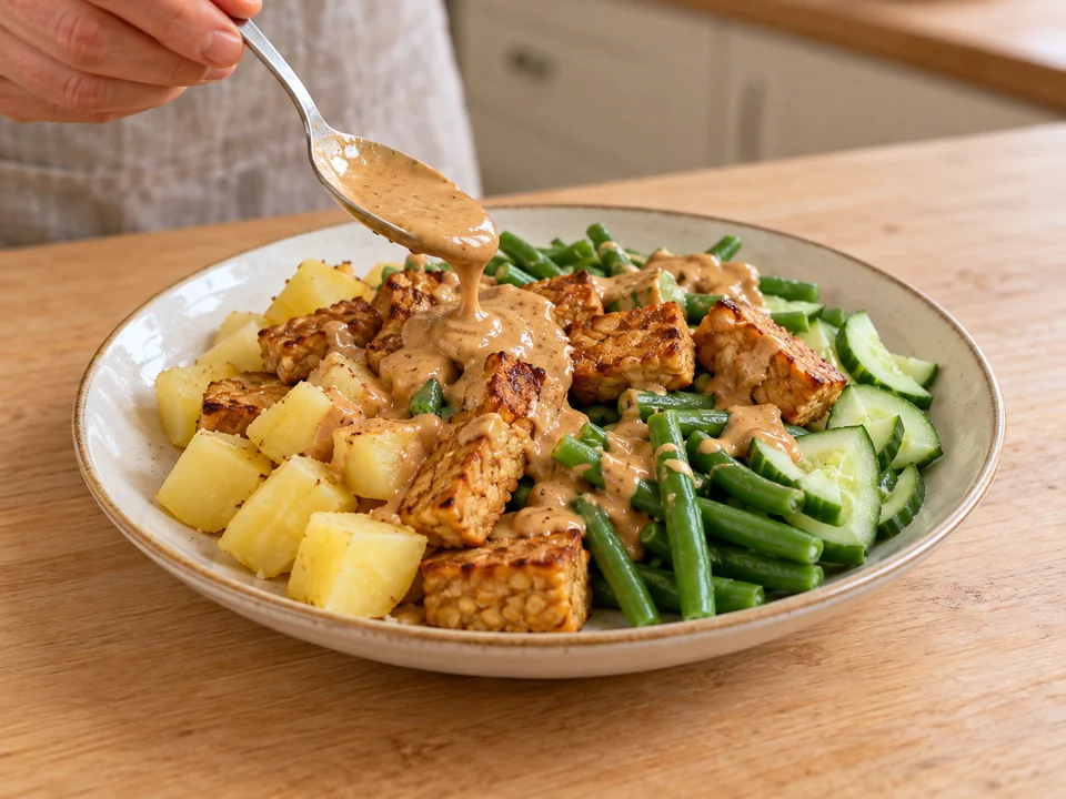 Zwei vollständige Gado-Gado-Portionen anrichten