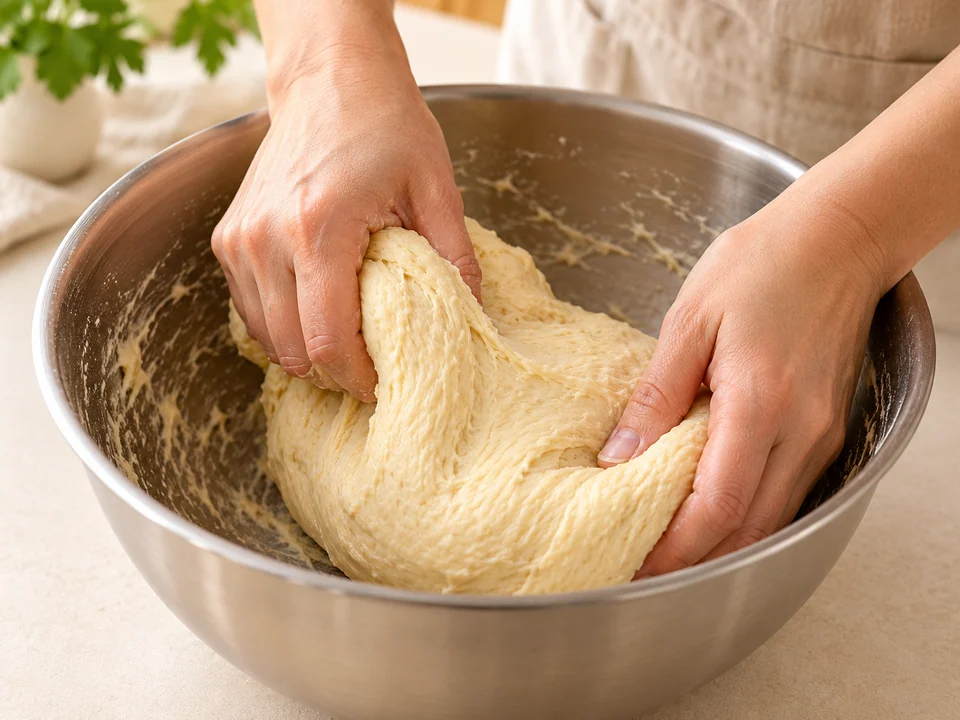 Hefeteig weich und elastisch kneten