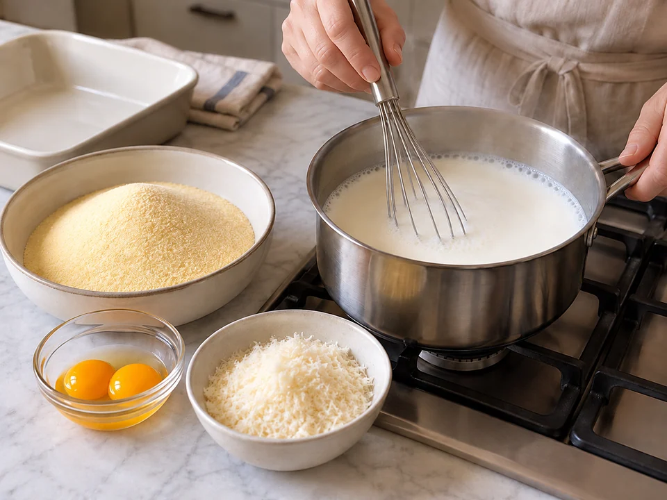 Milch und Zutaten bereitstellen