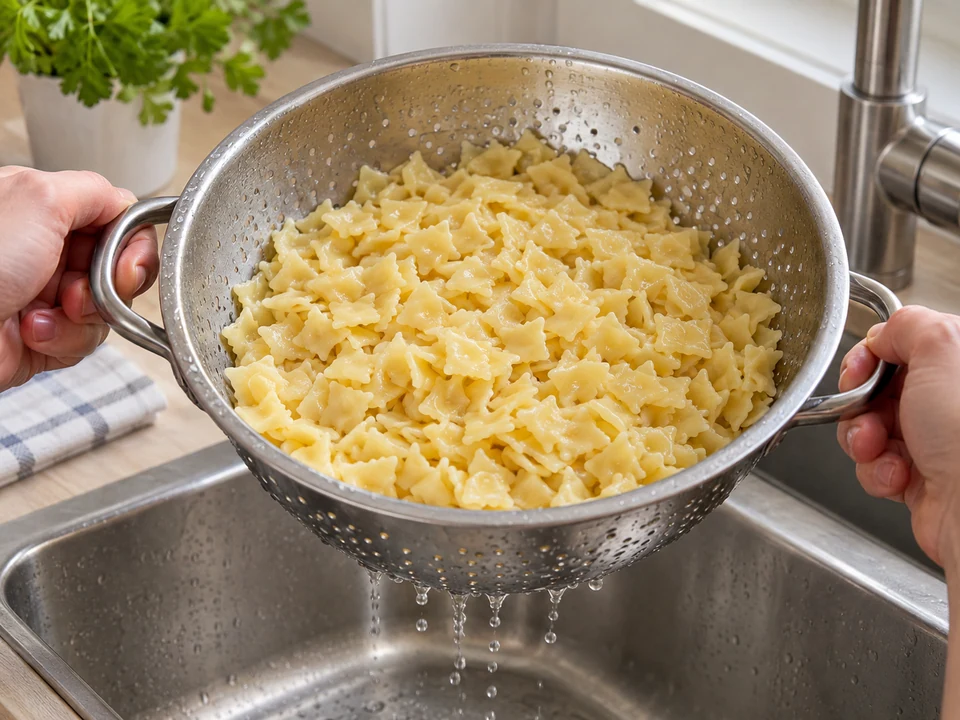 Fleckerln kochen und gründlich abtropfen lassen