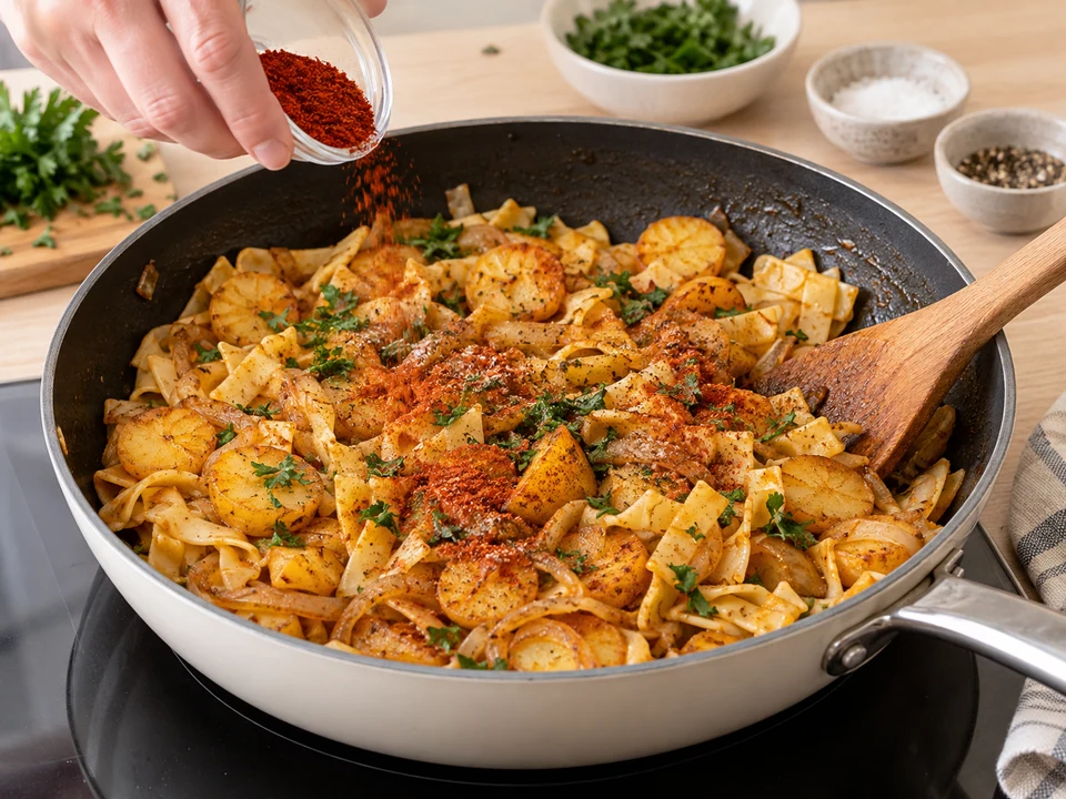 Paprika und Petersilie erst zum Schluss unterheben