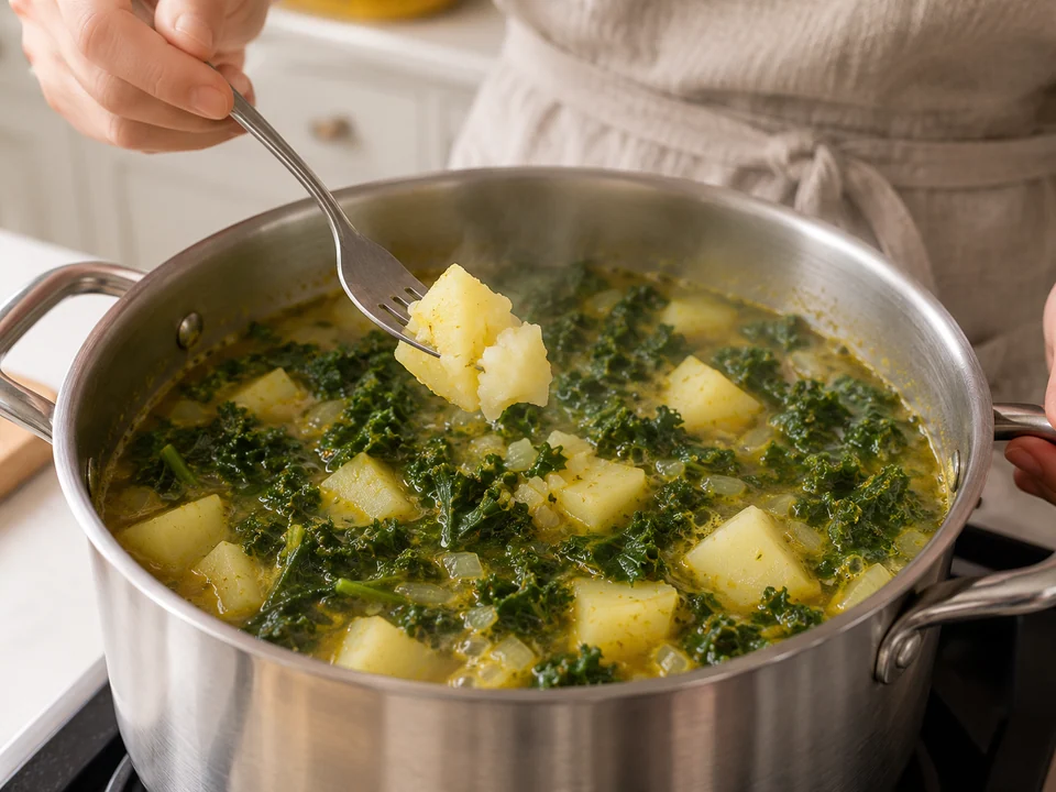 Kartoffeln und Kohl gemeinsam weich schmoren