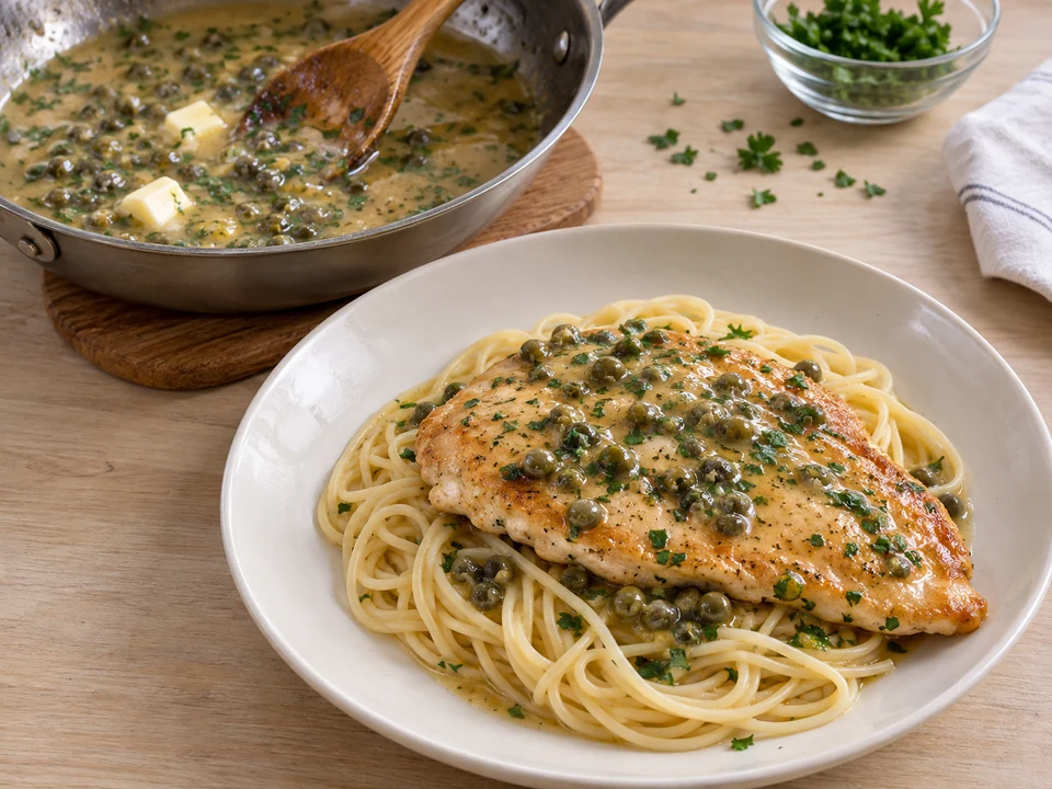 Die Sauce mit kalter Butter binden und alles heiß servieren.