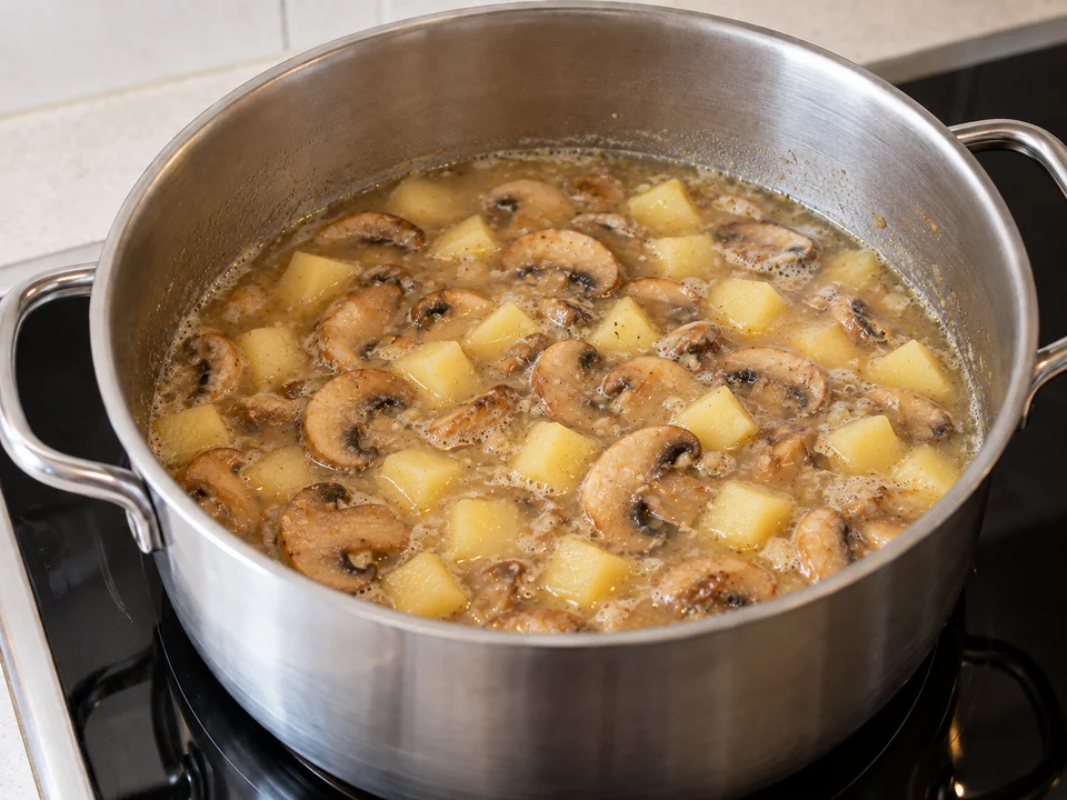 Kartoffeln in der Suppe garen