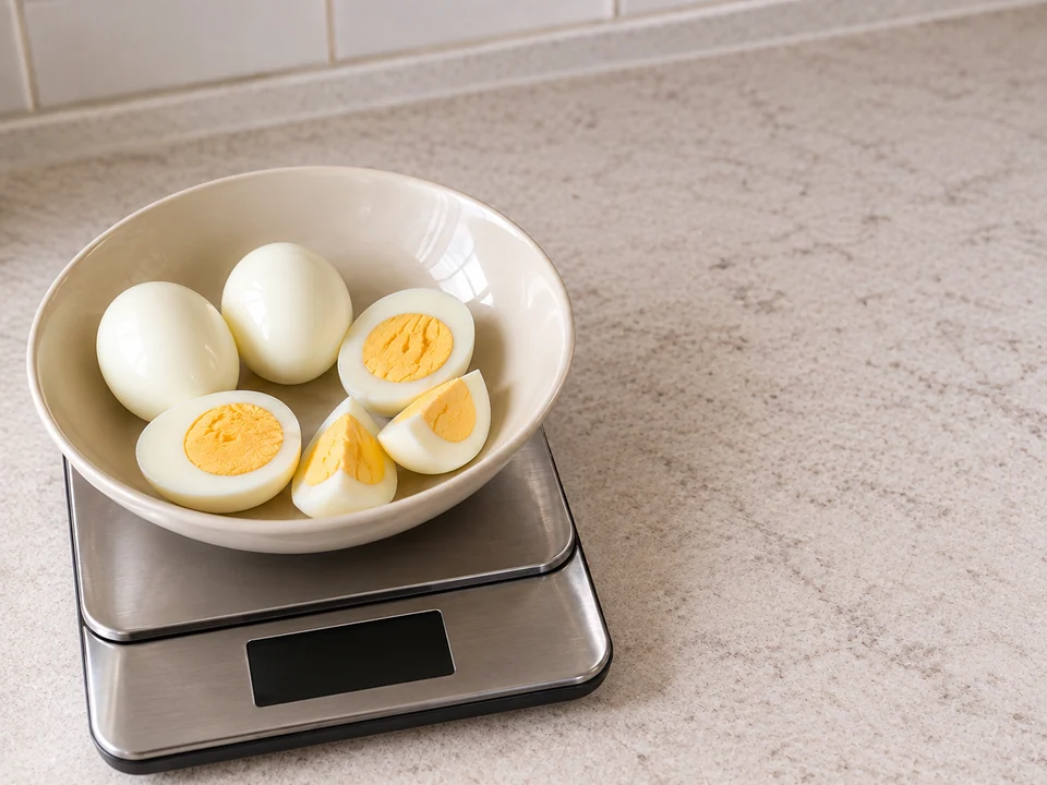 Eier hart kochen und wiegen