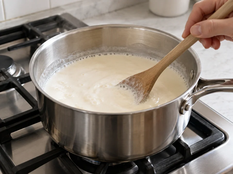Sahne und Zucker kurz kochen