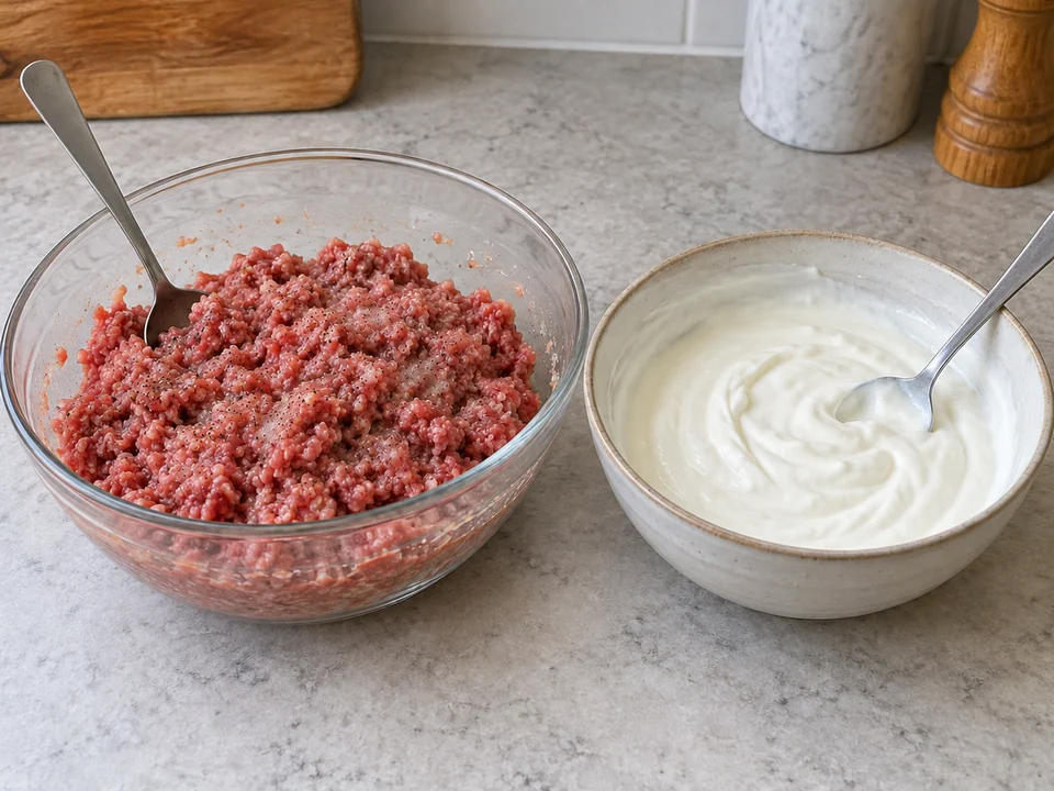 Füllung und Joghurt anrühren