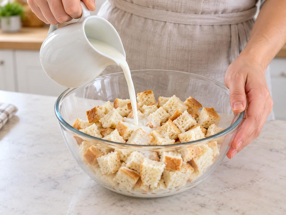 Brot mit Milch quellen lassen