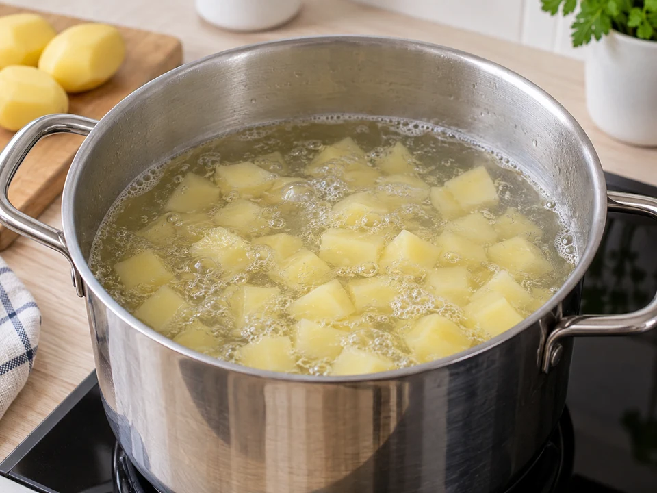 Kartoffelwürfel zuerst fünf Minuten vorgaren