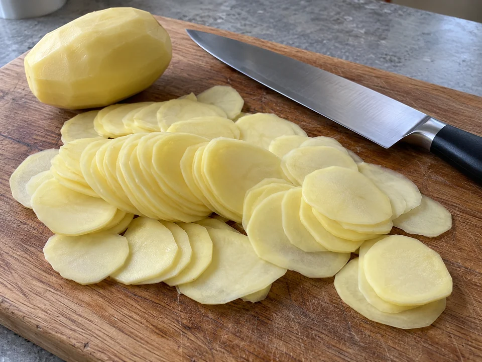 Kartoffeln sehr dünn schneiden