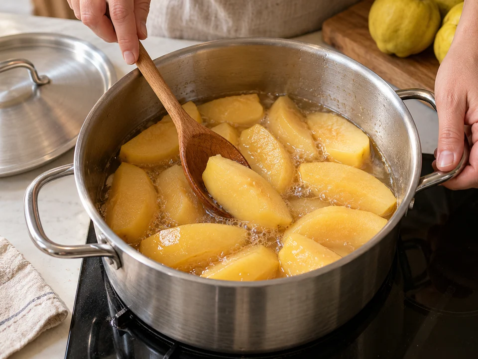 Quitten vorgaren und Saft behalten
