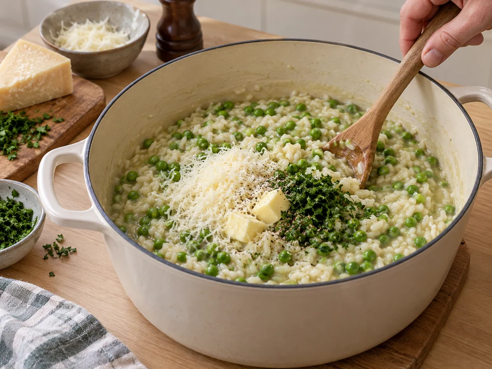 Butter und Parmesan abseits der Hitze einrühren