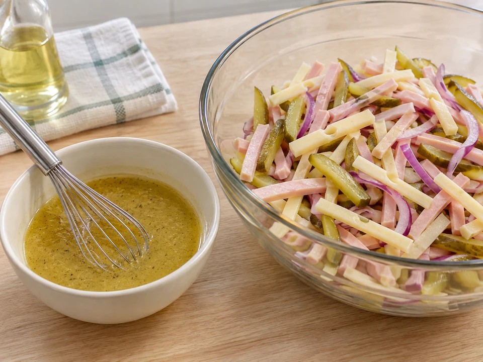 Senf-Essig-Dressing glatt verrühren.