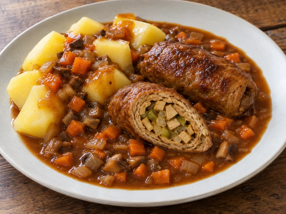 Vier vollständige Portionen anrichten