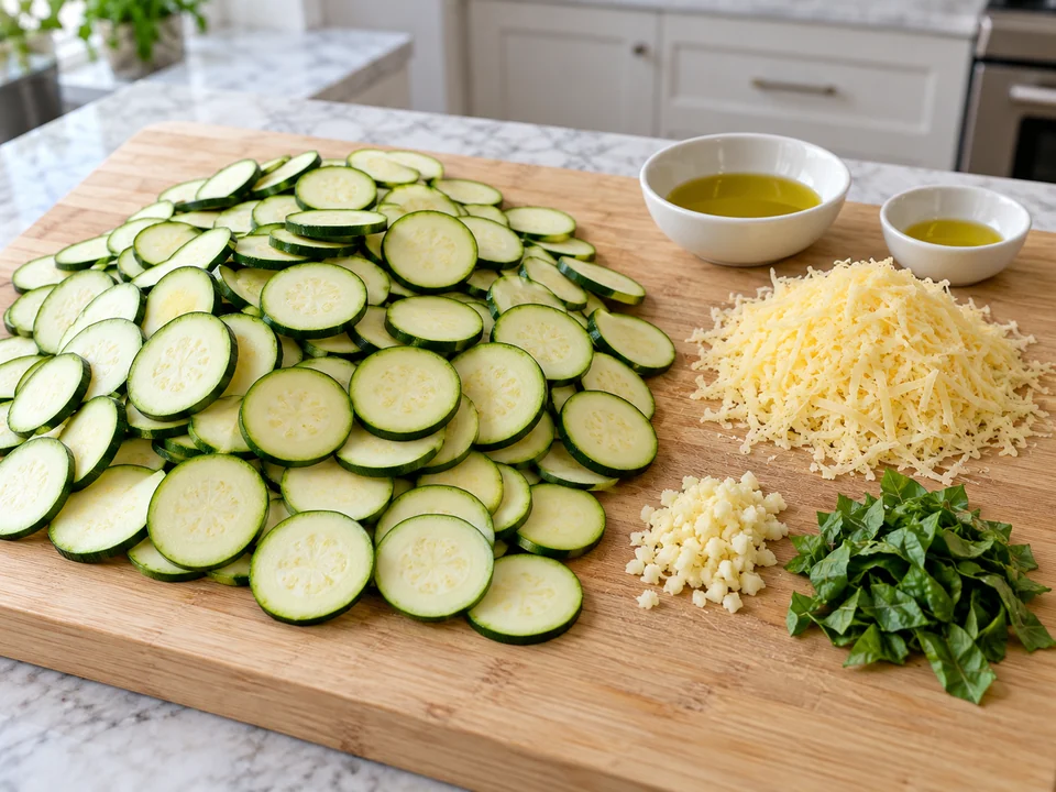 Zucchini und Käse vorbereiten