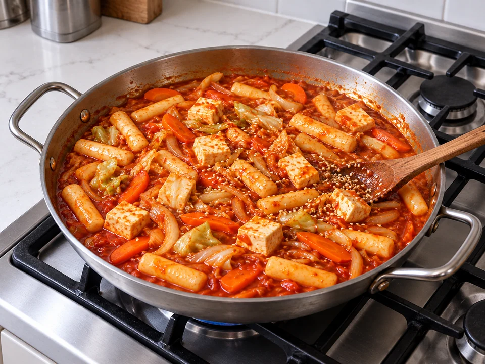 Tofu durchwärmen und Sesam zufügen