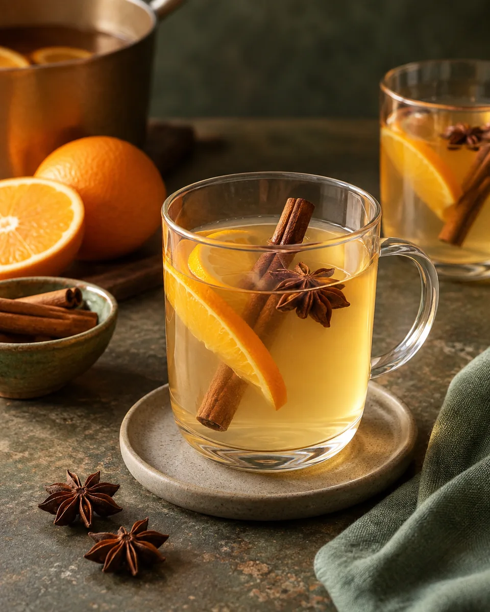 Weißer Glühwein mit Orange