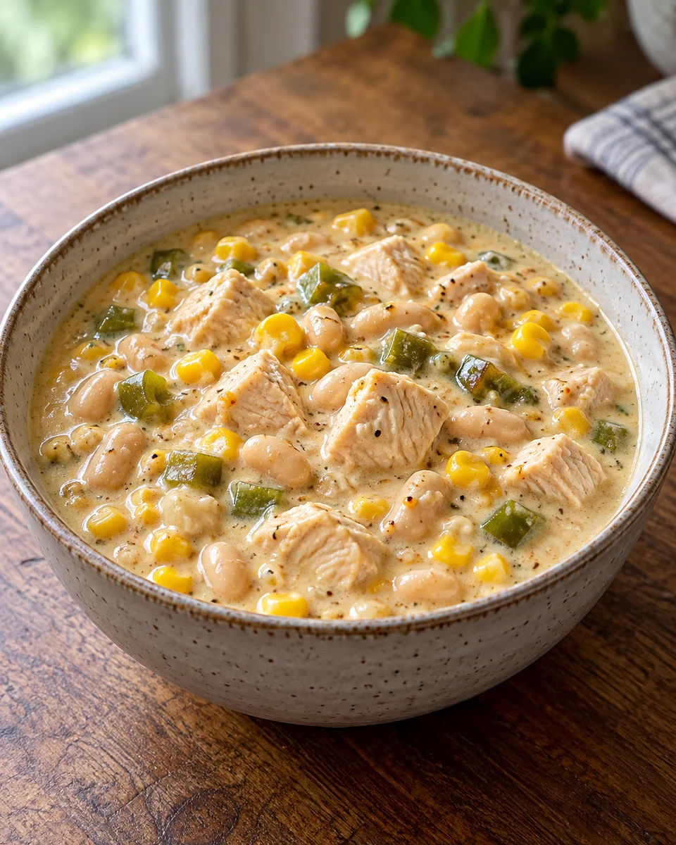KI-generierte Darstellung: White Chicken Chili.